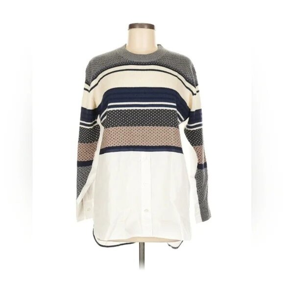 RARE $580 NWT Paul Smith HYBRID WOOL Knit  COTTON Sweater Shirt Men M Fair Isle - Picture 1 of 5